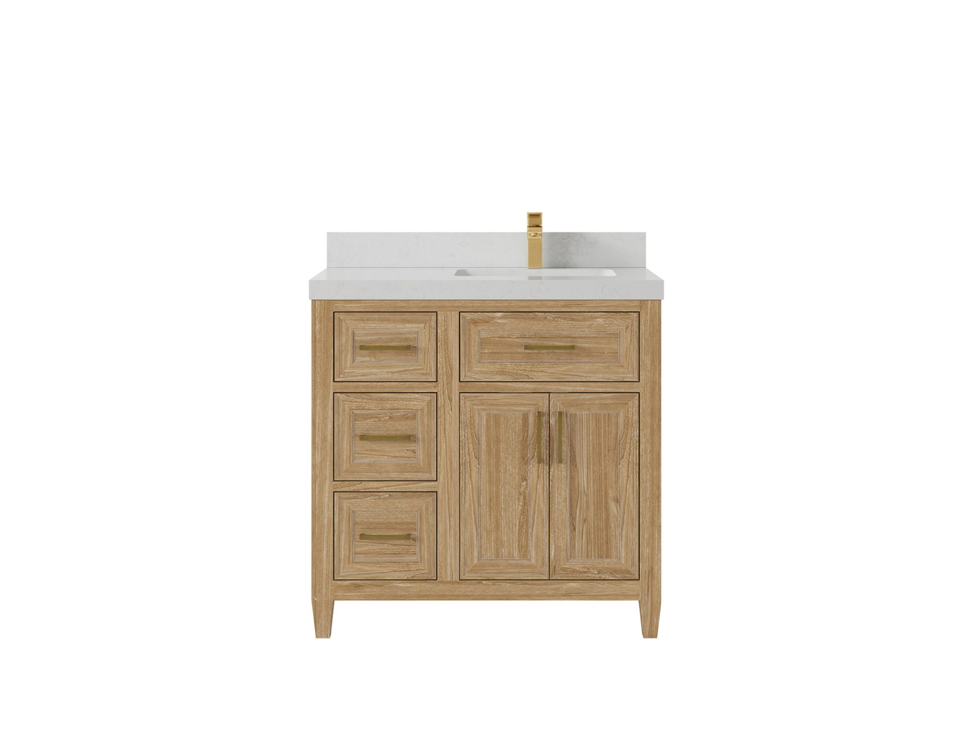 Santa Monica Teak Wood 36 in. W x 22 in. D Right Offset Sink Bathroom Vanity