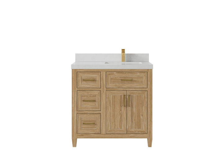 Santa Monica Teak Wood 36 in. W x 22 in. D Right Offset Sink Bathroom Vanity - photo 17