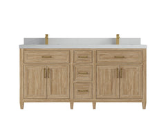 Santa Monica Teak Wood 72 in. W x 22 in. D Double Sink Bathroom Vanity - photo 17