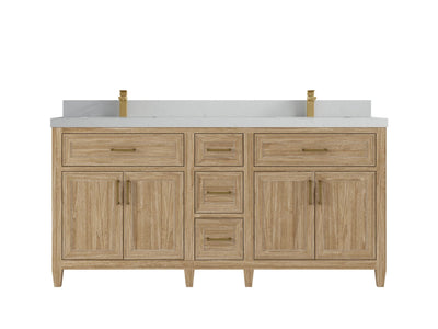 Santa Monica Teak Wood 72 in. W x 22 in. D Double Sink Bathroom Vanity