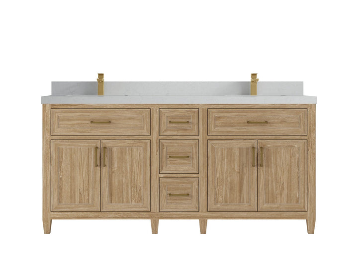 Santa Monica Teak Wood 72 in. W x 22 in. D Double Sink Bathroom Vanity - photo 17
