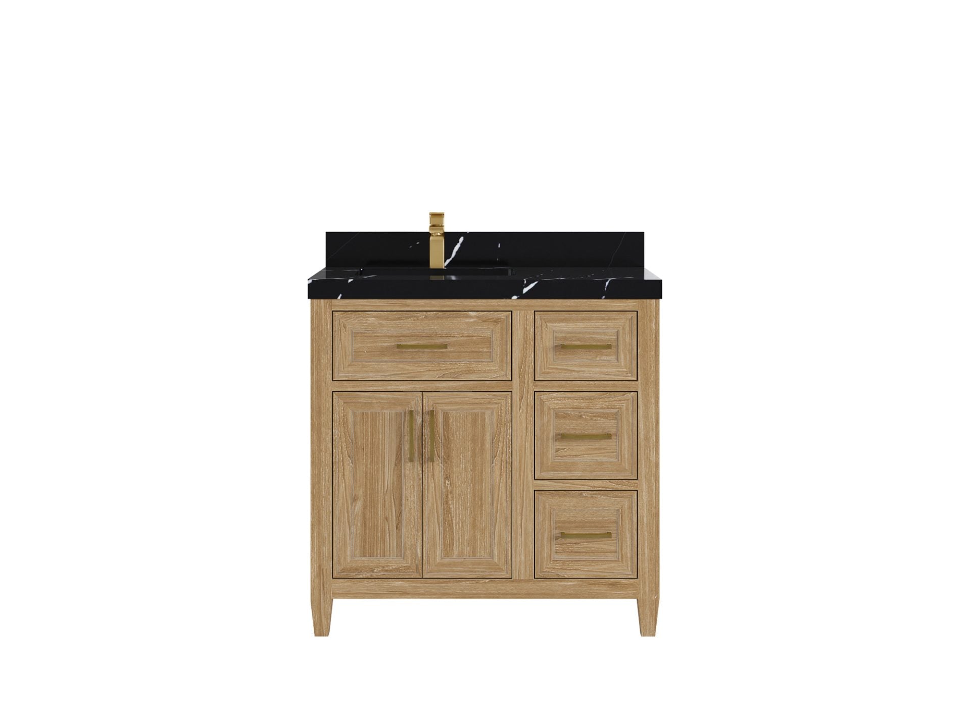 Santa Monica Teak Wood 36 in. W x 22 in. D Left Offset Sink Bathroom Vanity