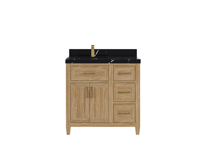 Santa Monica Teak Wood 36 in. W x 22 in. D Left Offset Sink Bathroom Vanity - photo 12