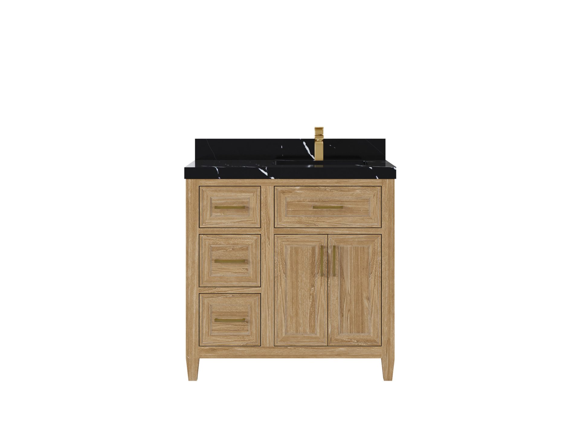 Santa Monica Teak Wood 36 in. W x 22 in. D Right Offset Sink Bathroom Vanity