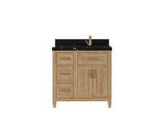Santa Monica Teak Wood 36 in. W x 22 in. D Right Offset Sink Bathroom Vanity - photo 11