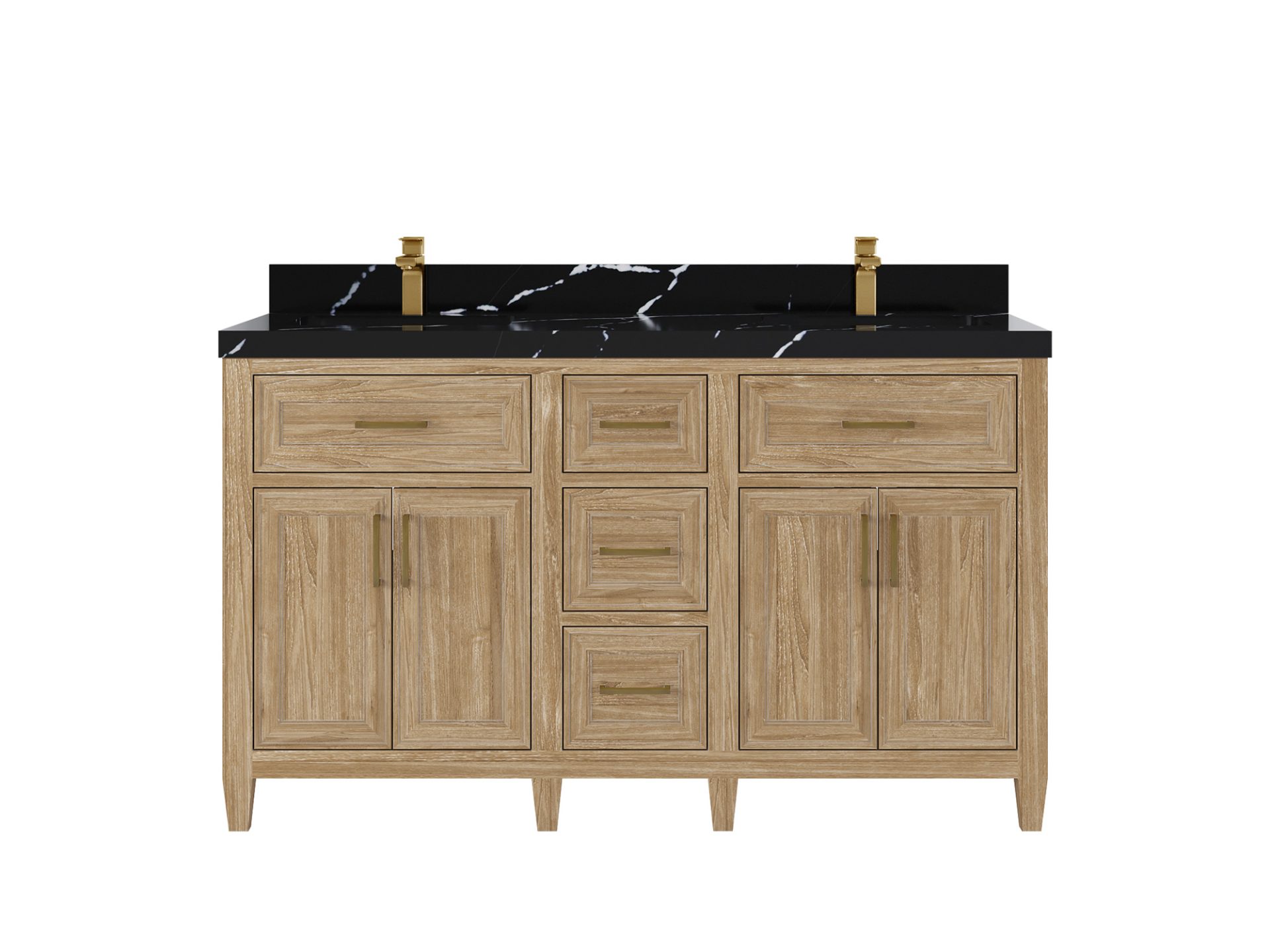 Santa Monica Teak Wood 60 in. W x 22 in. D Double Sink Bathroom Vanity