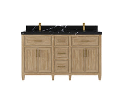 Santa Monica Teak Wood 60 in. W x 22 in. D Double Sink Bathroom Vanity - photo 12