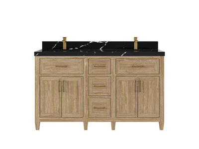 Santa Monica Teak Wood 60 in. W x 22 in. D Double Sink Bathroom Vanity