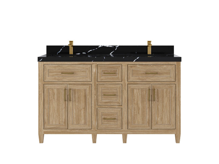 Santa Monica Teak Wood 60 in. W x 22 in. D Double Sink Bathroom Vanity - photo 12