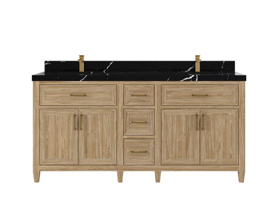 Santa Monica Teak Wood 72 in. W x 22 in. D Double Sink Bathroom Vanity