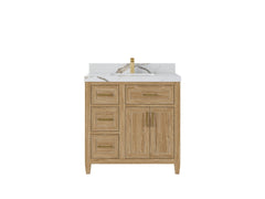 Santa Monica Teak Wood 36 in. W x 22 in. D Center Sink Bathroom Vanity - photo 13