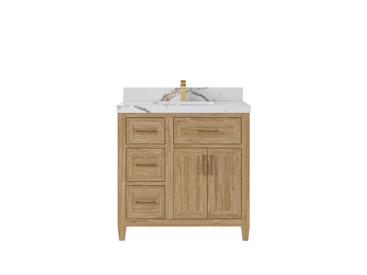 Santa Monica Teak Wood 36 in. W x 22 in. D Center Sink Bathroom Vanity - photo 13