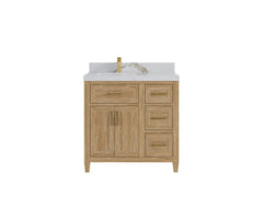 Santa Monica Teak Wood 36 in. W x 22 in. D Left Offset Sink Bathroom Vanity - photo 14
