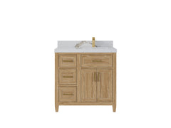 Santa Monica Teak Wood 36 in. W x 22 in. D Right Offset Sink Bathroom Vanity - photo 14