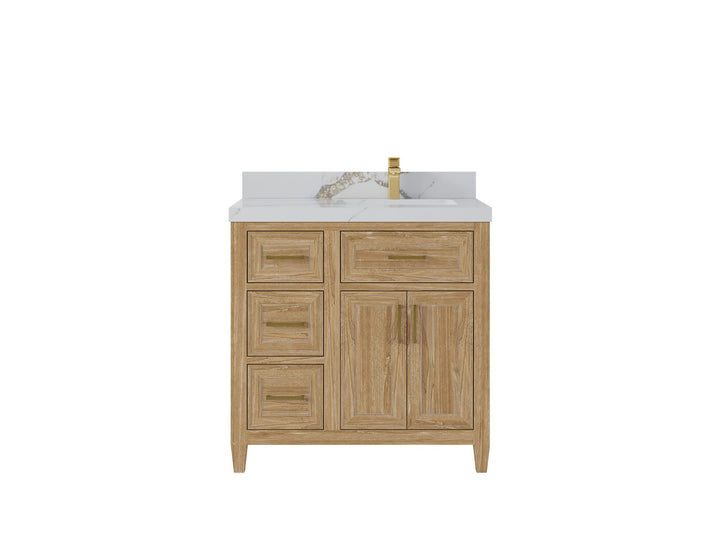 Santa Monica Teak Wood 36 in. W x 22 in. D Right Offset Sink Bathroom Vanity - photo 14