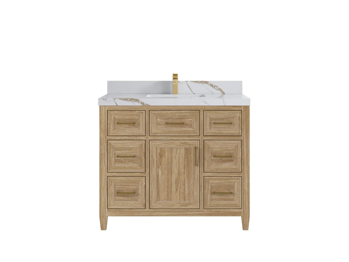 Santa Monica Teak Wood 42 in. W x 22 in. D Single Sink Bathroom Vanity