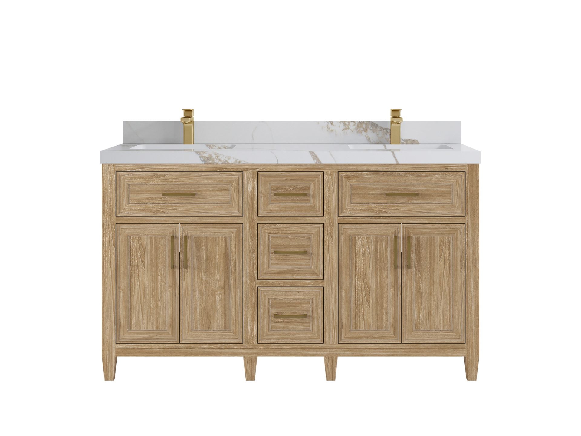 Santa Monica Teak Wood 60 in. W x 22 in. D Double Sink Bathroom Vanity