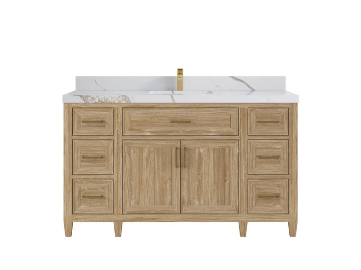 Santa Monica Teak Wood 60 in. W x 22 in. D Single Sink Bathroom Vanity - photo 14