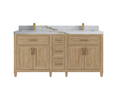 Santa Monica Teak Wood 72 in. W x 22 in. D Double Sink Bathroom Vanity - photo 14