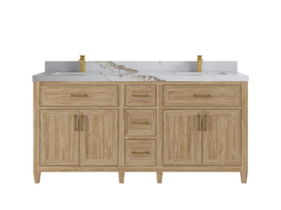 Santa Monica Teak Wood 72 in. W x 22 in. D Double Sink Bathroom Vanity