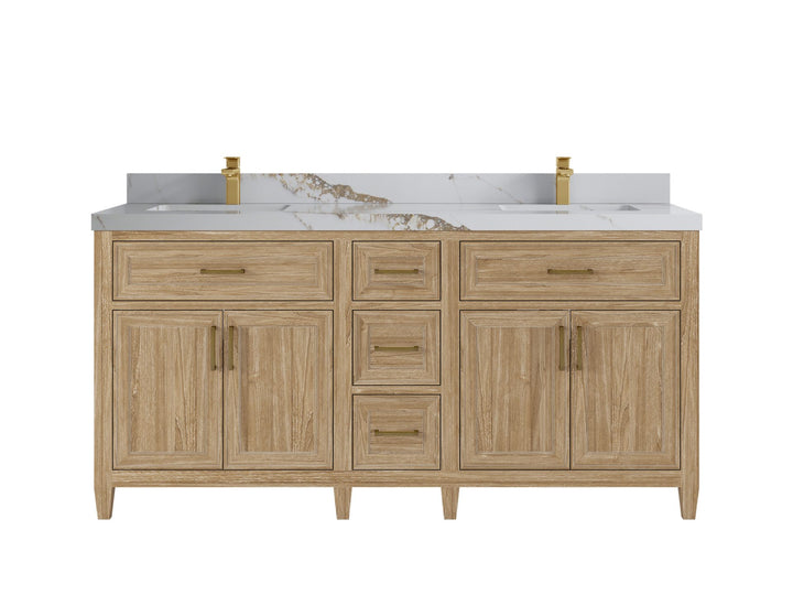 Santa Monica Teak Wood 72 in. W x 22 in. D Double Sink Bathroom Vanity - photo 14