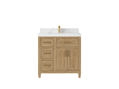 Santa Monica Teak Wood 36 in. W x 22 in. D Center Sink Bathroom Vanity