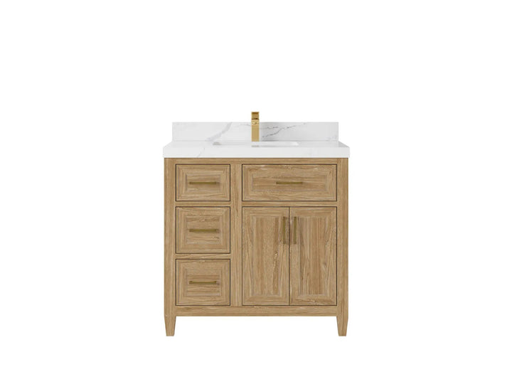 Santa Monica Teak Wood 36 in. W x 22 in. D Center Sink Bathroom Vanity - photo 10