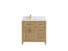Santa Monica Teak Wood 36 in. W x 22 in. D Left Offset Sink Bathroom Vanity - photo 11