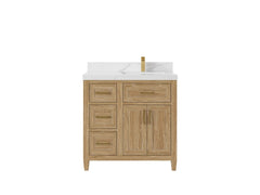 Santa Monica Teak Wood 36 in. W x 22 in. D Right Offset Sink Bathroom Vanity - photo 12