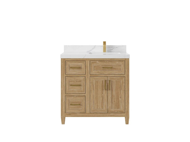 Santa Monica Teak Wood 36 in. W x 22 in. D Right Offset Sink Bathroom Vanity - photo 12