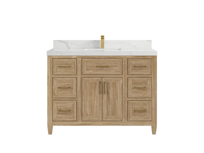 Santa Monica Teak Wood 48 in. W x 22 in. D Single Sink Bathroom Vanity