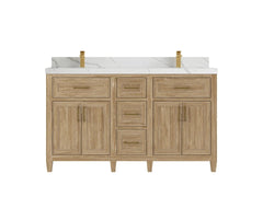 Santa Monica Teak Wood 60 in. W x 22 in. D Double Sink Bathroom Vanity - photo 11