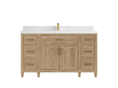 Santa Monica Teak Wood 60 in. W x 22 in. D Single Sink Bathroom Vanity