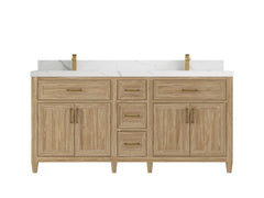 Santa Monica Teak Wood 72 in. W x 22 in. D Double Sink Bathroom Vanity - photo 11