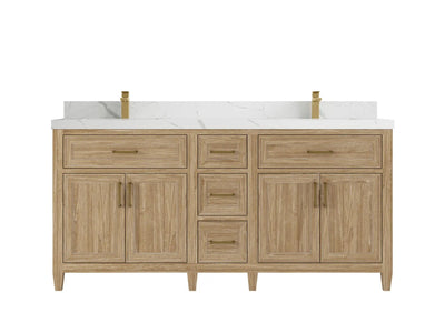 Santa Monica Teak Wood 72 in. W x 22 in. D Double Sink Bathroom Vanity