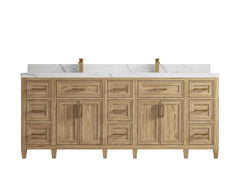 Santa Monica Teak Wood 84 in. W x 22 in. D Double Sink Bathroom Vanity - photo 11