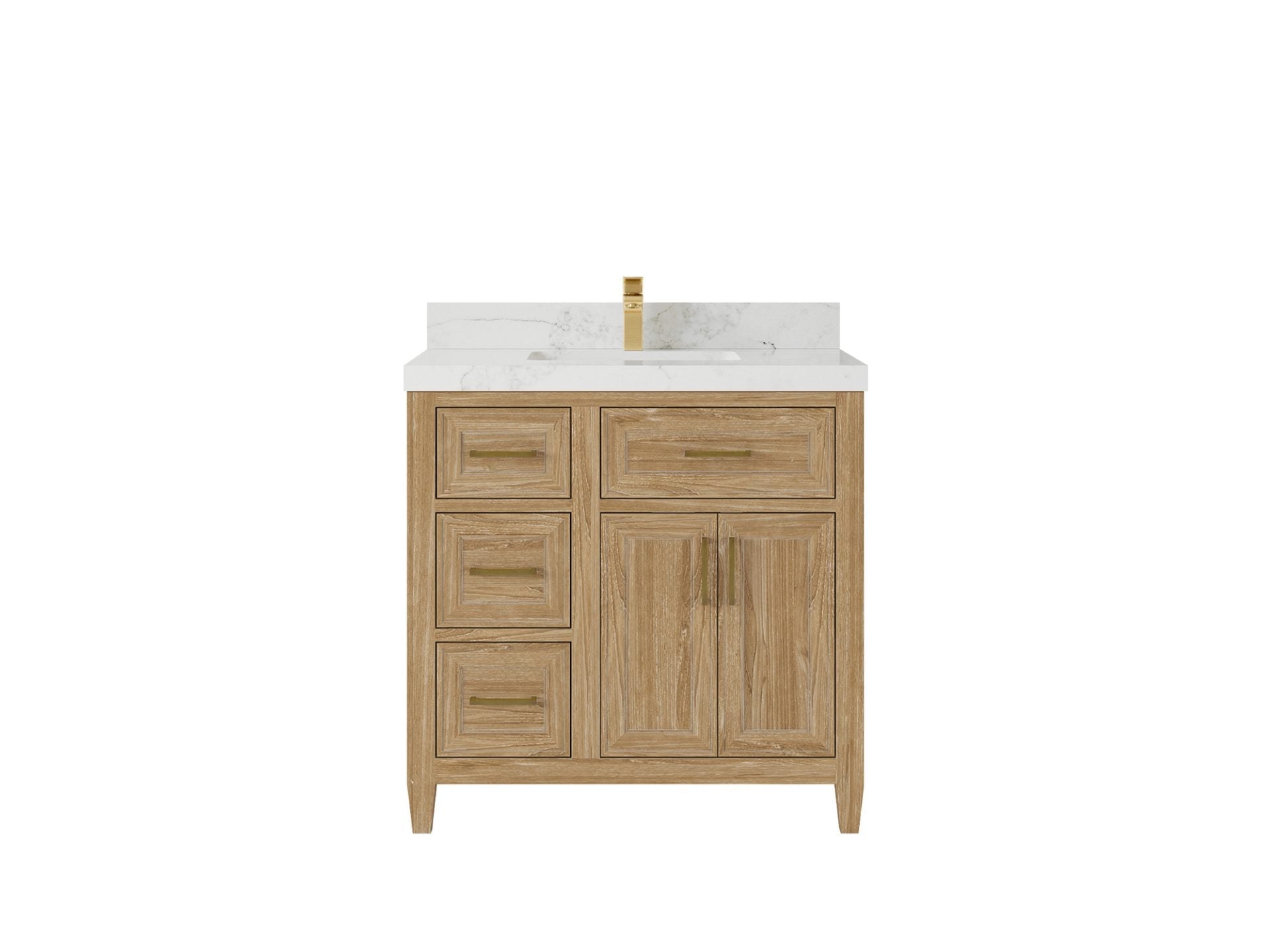 Santa Monica Teak Wood 36 in. W x 22 in. D Center Sink Bathroom Vanity