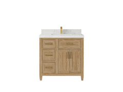 Santa Monica Teak Wood 36 in. W x 22 in. D Center Sink Bathroom Vanity - photo 12