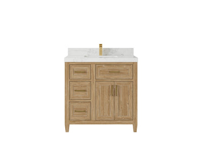 Santa Monica Teak Wood 36 in. W x 22 in. D Center Sink Bathroom Vanity