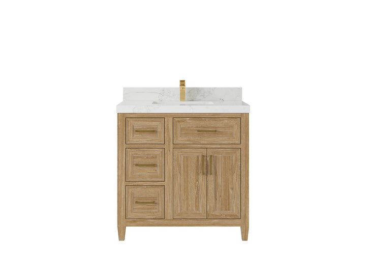 Santa Monica Teak Wood 36 in. W x 22 in. D Center Sink Bathroom Vanity - photo 12