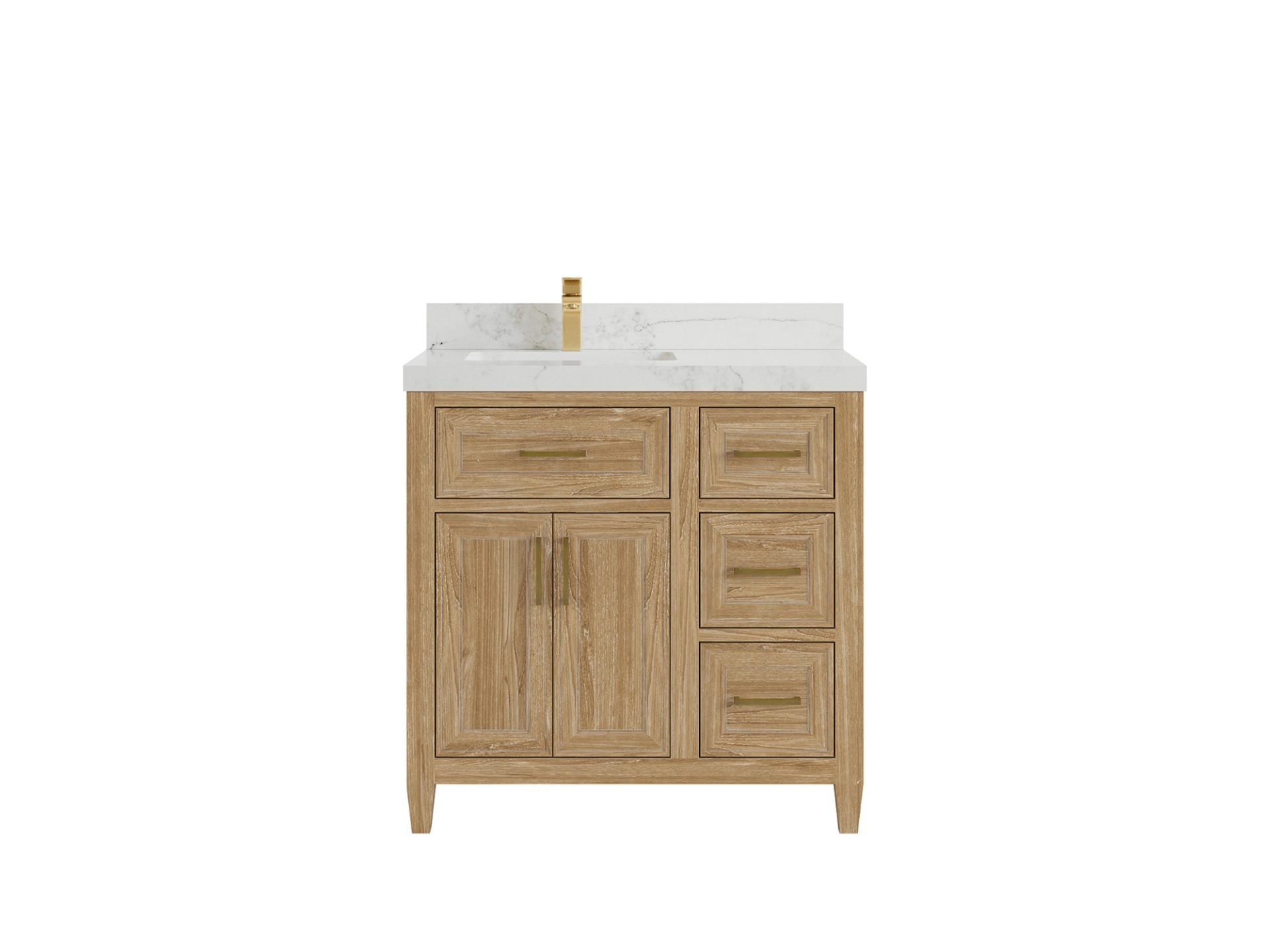 Santa Monica Teak Wood 36 in. W x 22 in. D Left Offset Sink Bathroom Vanity