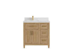 Santa Monica Teak Wood 36 in. W x 22 in. D Left Offset Sink Bathroom Vanity - photo 13
