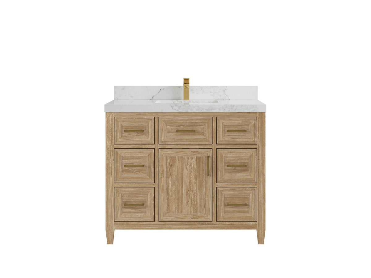 Santa Monica Teak Wood 42 in. W x 22 in. D Single Sink Bathroom Vanity