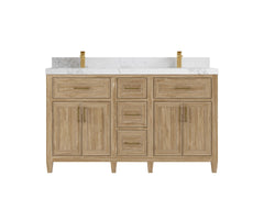 Santa Monica Teak Wood 60 in. W x 22 in. D Double Sink Bathroom Vanity - photo 13