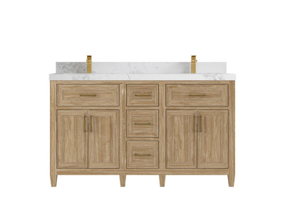 Santa Monica Teak Wood 60 in. W x 22 in. D Double Sink Bathroom Vanity