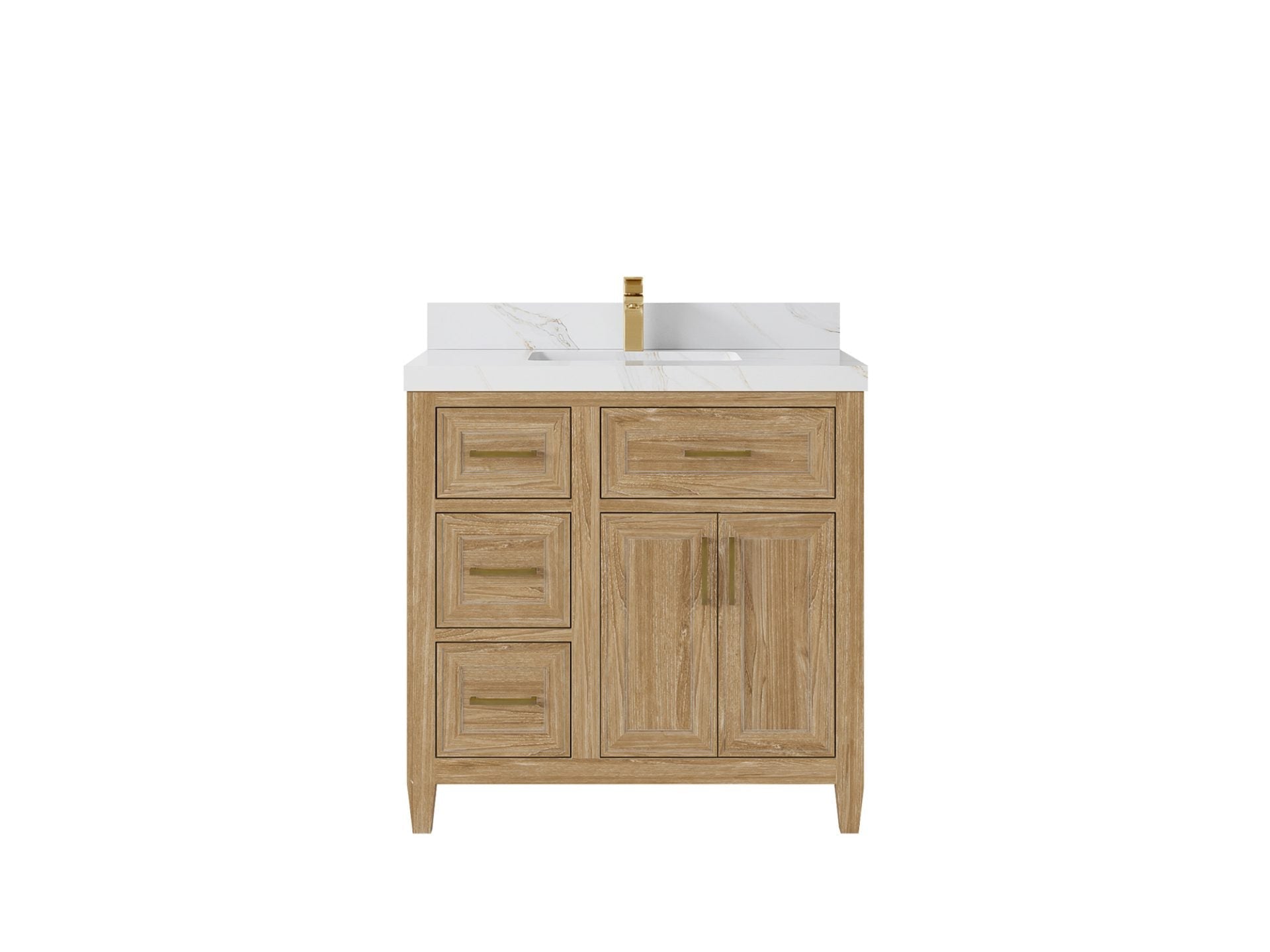 Santa Monica Teak Wood 36 in. W x 22 in. D Center Sink Bathroom Vanity