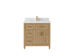 Santa Monica Teak Wood 36 in. W x 22 in. D Center Sink Bathroom Vanity - photo 6