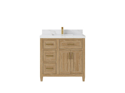 Santa Monica Teak Wood 36 in. W x 22 in. D Center Sink Bathroom Vanity