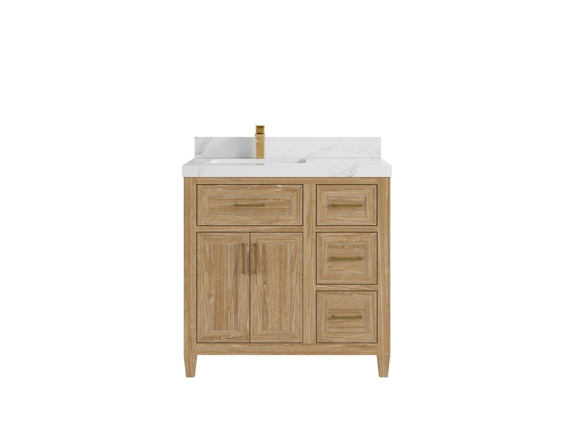 Santa Monica Teak Wood 36 in. W x 22 in. D Left Offset Sink Bathroom Vanity
