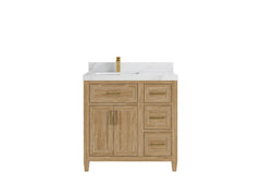 Santa Monica Teak Wood 36 in. W x 22 in. D Left Offset Sink Bathroom Vanity - photo 7